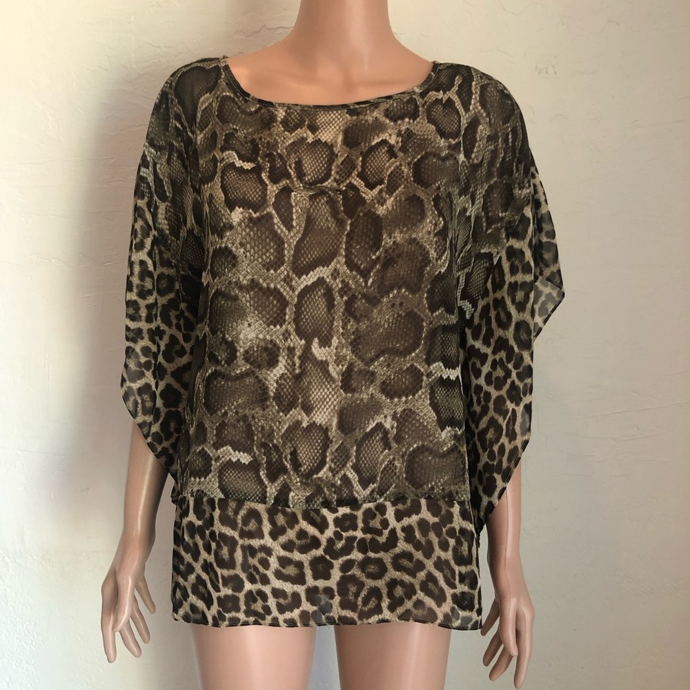 Michael Michael Kors Sheer Animal Print Leopard Kimono Blouse Women’s Size S/M